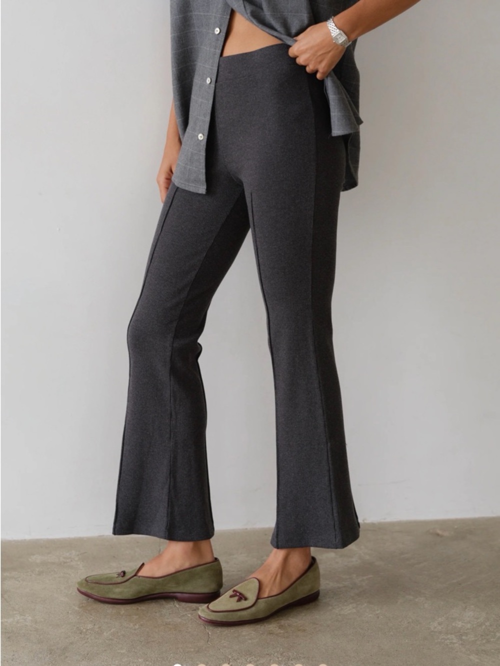 DONNI. Charcoal The Rib Kick Flare